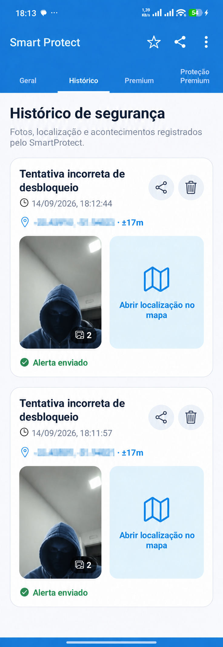 Histórico privado — SmartProtect