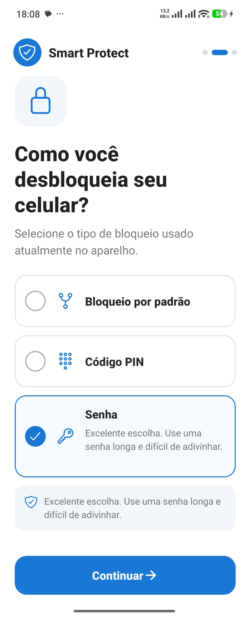 Tipo de bloqueio — SmartProtect